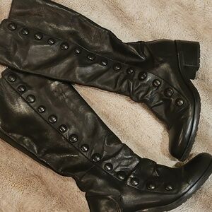 Black Leather Knee-High Boots - MIZ MOOZ size 37 [6.5] Like New!! Soft Lining.
